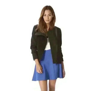 $650 Tibi Boucle Neoprene Biker Jacket in Black Women’s 10 Zip Up